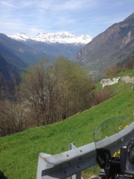 Blick zurück vom Kunden Richtung Bernina-Gruppe, Piz Palü, etc.