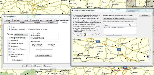 Diese Option stehen per Mapsource zur Verfügung