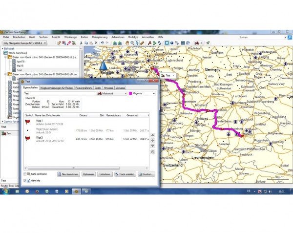 Zur Route mit NEU BERECHNEN erstellt.<br />NICHT Route erstellen. Sorry