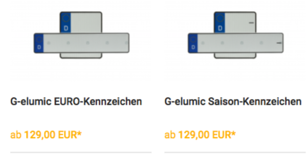 Preis des Kennzeichens
