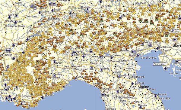 (C) MapSource mit den Pässen und Gipfeln von Rolf