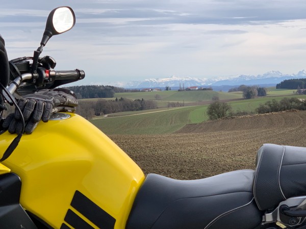 Die Alpen im Hintergrund
