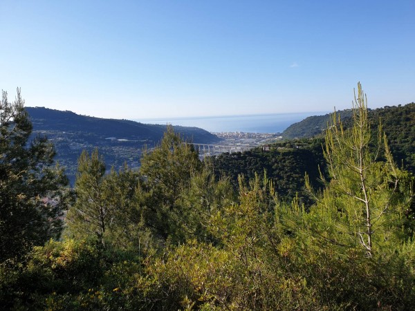 Blick von den Bergen zurück auf Ventimiglia