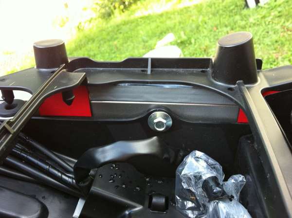 Schablone mit Distanzstück in situ