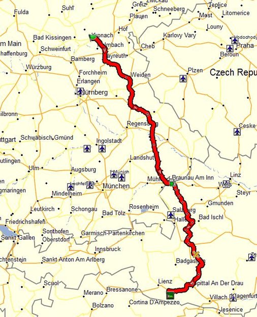 Unser Anreisetag auf der Karte